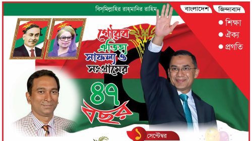 বিএনপি’র ৪৭তম প্রতিষ্ঠাবার্ষিকীতে মোঃ বাকের খন্দকারের শুভেচ্ছা
